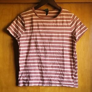 Wild Fable Brick, Coral, and Cream Striped Tee